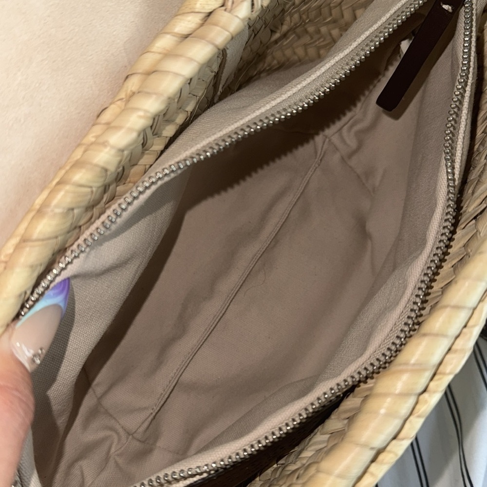 Hereu Alqueria Small Straw Crossbody Tote Natural with Brown Leather - Picture 9 of 17